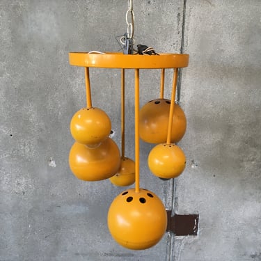 Mid Century Modern 1970's Yellow Hanging Ball Lamp