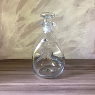 Vintage Mid Century Pinched Glass Decanter by Blenko, Mid Century American Glass Art 