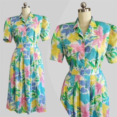 1980s Blouse and Skirt Set by Via Sant Andrea -  80s Floral Set - 80s Women's Vintage Size Medium 