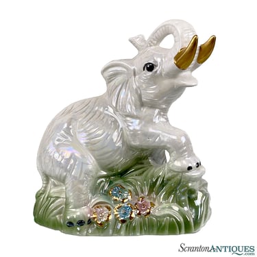 Vintage Chinese Porcelain White Luster Elephant Sculpture