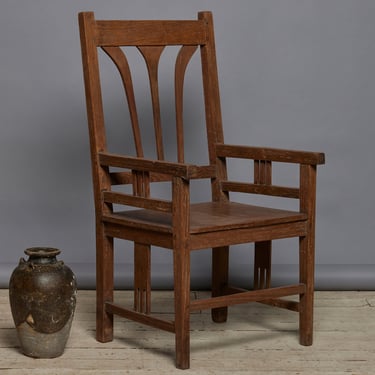 Yoke Back Arts & Crafts Teak Arm Chair from Batavia