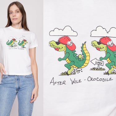 XXS-XS 90s "See Ya Later Alligator" Sarasota Florida T Shirt | Vintage White Cartoon Crocodile Front Back Graphic Tourist Tee 