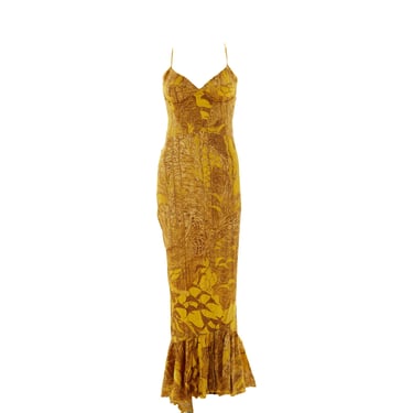 Roberto Cavalli Gold Silk Print Gown