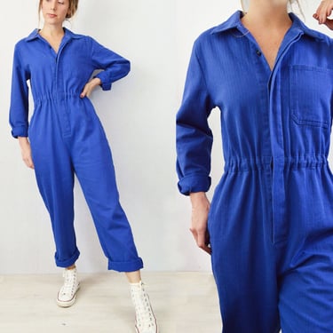 Unisex French Workwear Overalls Railroad Navy Blue - Herringbone Cotton - XS S M L XL - Boilersuit 