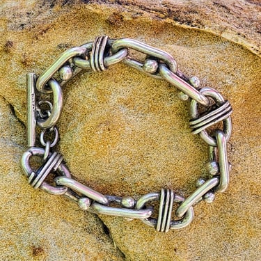 Chunky Sterling Link Bracelet~TAXCO Mexico Link Bracelet 85 grams~Sterling Silver 925~Gifts for Her 