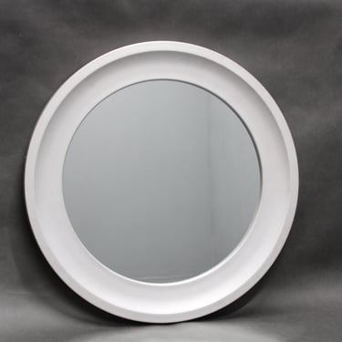 1970s Italian Round Aluminium Mirror / Mid-century / vintage / white colour / 