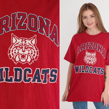 Arizona Wildcats Shirt 90s University of Arizona T-Shirt Football Graphic Tee U of A College Logo TShirt Tucson Red Vintage 1990s Medium M 