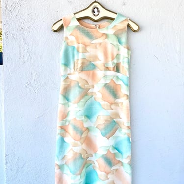 Vintage 70s Airbrush Dress Disco 1970s Dreamy  Clouds Dress 