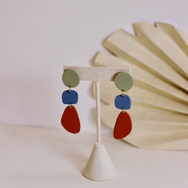 Colorful Polymer Clay Statement Earrings / Organic Bold Creative Design / Abstract Artistic Jewelry 