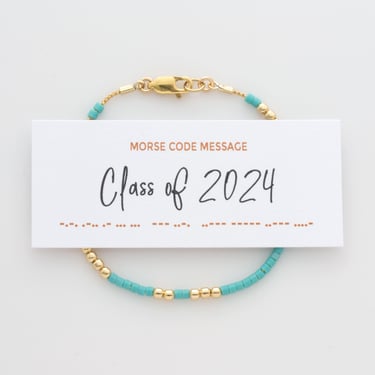 Class of 2024 Graduation Gift, Morse Code Bracelet in 14K Gold filled or Sterling Silver, Unique gift for High School or College Graduate 