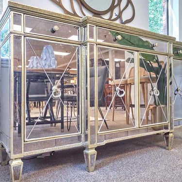 Smoked Glass Sideboard W/ Gold Detailing