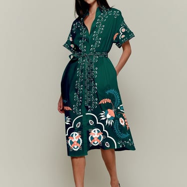 Sarah Shirtdress | Emerald Dutch Blossoms