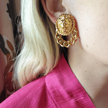 Gold Lion Doorknocker Earrings
