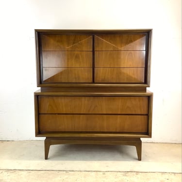 Mid-Century Walnut Highboy Dresser by United Furniture 