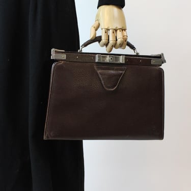 1950s SILVER LEATHER hinge top handle handbag | new fall winter 