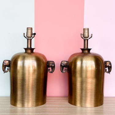 Pair of Metal Elephant Lamps