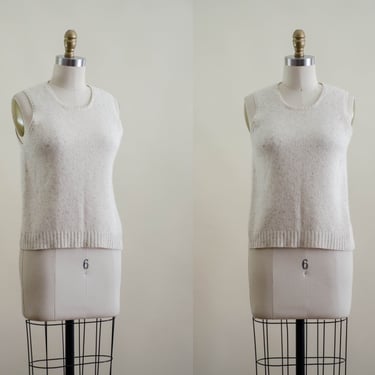 ivory cashmere sweater vest | 90s y2k vintage beige cream soft cashmere silk knit Ann Taylor light academia sleeveless sweater 