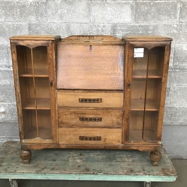 Oak Secretary Desk + Display Case (Seattle)