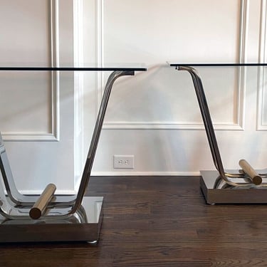 Steel and Brass Tulip Bases for Dining or Console tables by Karl Springer