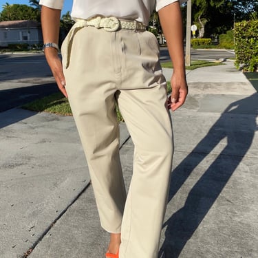 vintage khaki high waisted essential pleated trousers chinos 