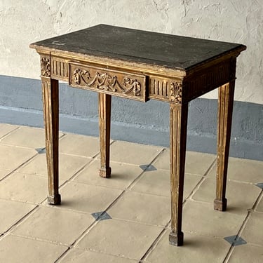 Louis XVI Giltwood and Faux Marble Side Table