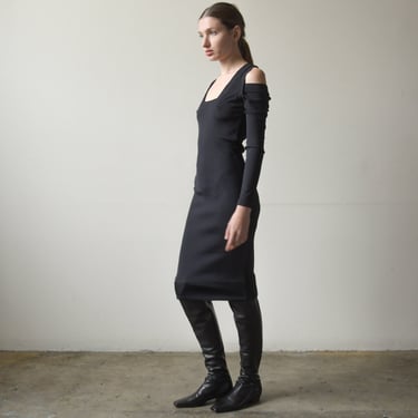 3170d / paco rabanne cut out shoulder black dress 