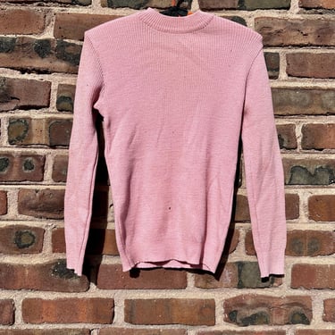 Vintage 1950s Pink Wool Mockneck Top Sweater Pullover XS Small Made in Italy by TimeBa