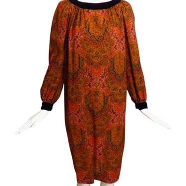 1980s Paisley Wool Dress, Size 10