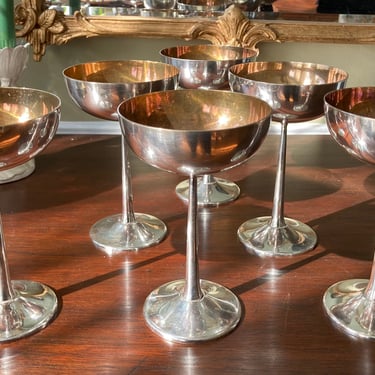 Silver Plated Coupe Champagne Goblets 