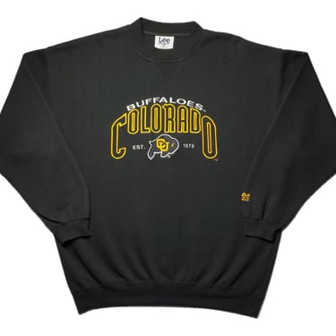 Vintage 90s Lee Sport/Nutmeg Mills University of Colorado Buffaloes Embroidered Collegiate Crewneck Sweatshirt Pullover Size XL/XXL 