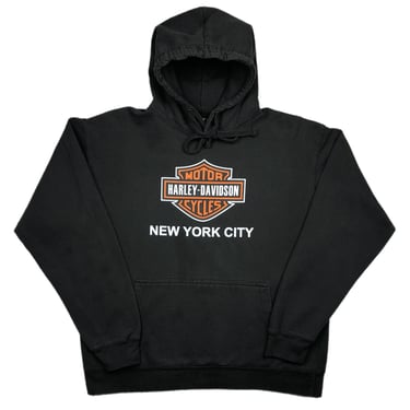 Vintage 90s/Y2K Harley Davidson Motorcycles New York City Hoodie Sweatshirt Pullover Size Medium/Large 