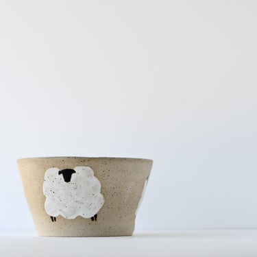 Large Sheep Bowl with 3 Sheep | Handmade Pottery 