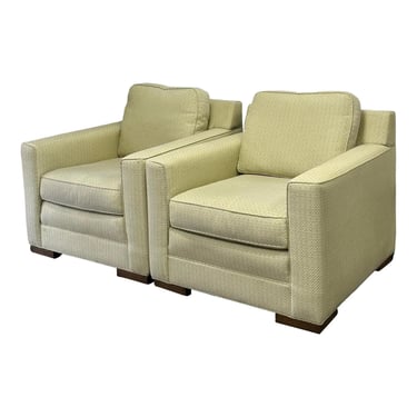 Kravet Furniture Denison Pale Green Upholstered Chairs - a Pair 