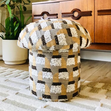 Mushroom Ottoman in "Oxido-Honey" Specialty Fabric 