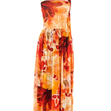 Valentino Floral Chiffon Wrap Gown