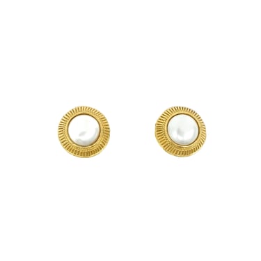 Chanel Pearl Button Earrings