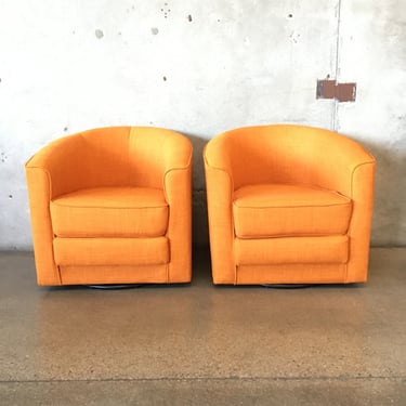 Pair Of Mid Century Style Orange Chairs