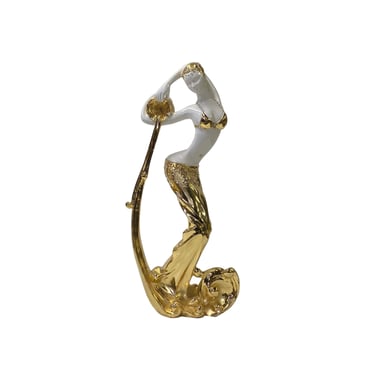 Gold White Water Pot Dancing Lady Fiber Glass Decor Figure ws3266E 