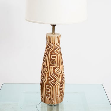 Abstract Patterned Ceramic Lamp, 1970s 