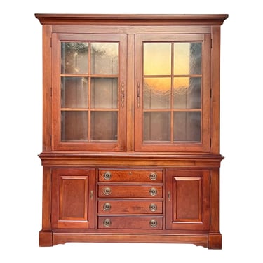 Bassett Furniture Rustic European Style Cherry China Cabinets Hutch 