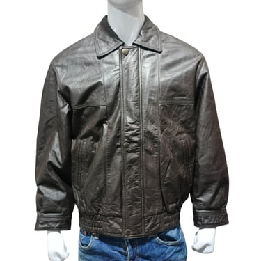 Vintage Genuine Leather Bomber Jacket | Retro Winter Outerwear Coat 