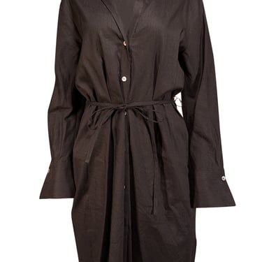 Vince - Black Linen Blend Long Sleeve Shirtdress Sz L