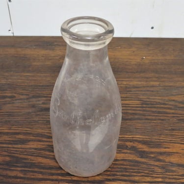 Vintage Bartholomay One Quart Clear Glass Milk Bottle 