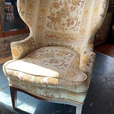 Peacock Off White Wingback Chair