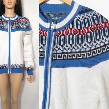 Vintage 60s Unisex Zip Up Ski Cardigan Size S/M 