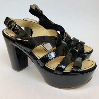 See by Chloe platform heels, patent leather strappy platforms, suede platform heels 8.5 