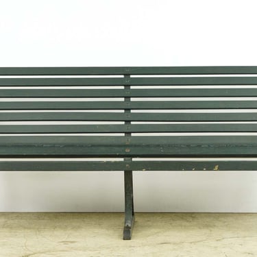 Belmont Park Horse Racetrack Green Oak & Iron Outdoor Bench