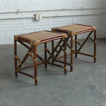Vintage Franco Albini Inspired Bamboo Nightstands // End Tables // Side Tables (Set of 2) 