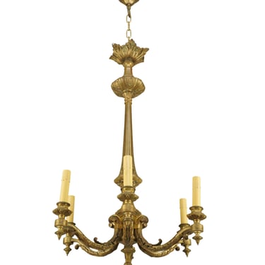 Antique European French Bronze 6 Arm Chandelier