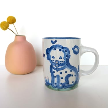 Vintage Ma Hadley Puppy Mug, 10oz "The End" Pottery Stoneware Dog Coffee Cup 